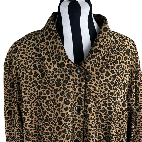 Vtg Leopard Print Blazer Lightweight Fully Lined Jacket Women’s Sz 24W Button Up - Picture 7 of 15
